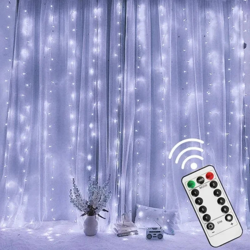 Guirxiété de rideau LED sur la fenêtre, guirxiété lumineuse USB, feston nickel é, télécommande, décorations de Noël et de mariage, maison et chambre, 3m