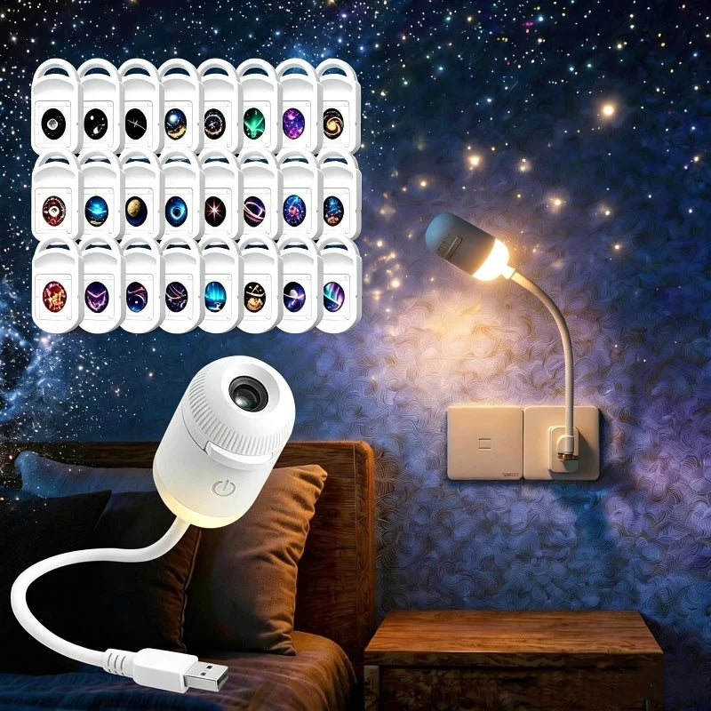 Décoration d'ambiance de Noël, projecteur d'étoiles galactiques HD 4K, veilleuse 360 °   Lampe de projection d'étoiles rotative alimentée par USB