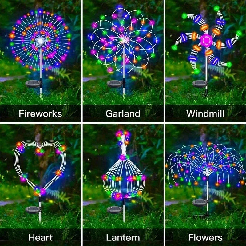 Lumières solaires LED en forme de feux d'artifice, imperméables, pour la décoration extérieure du jardin, pelouse, allée, lumière solaire extérieure, lumière de Noël pour le jardin