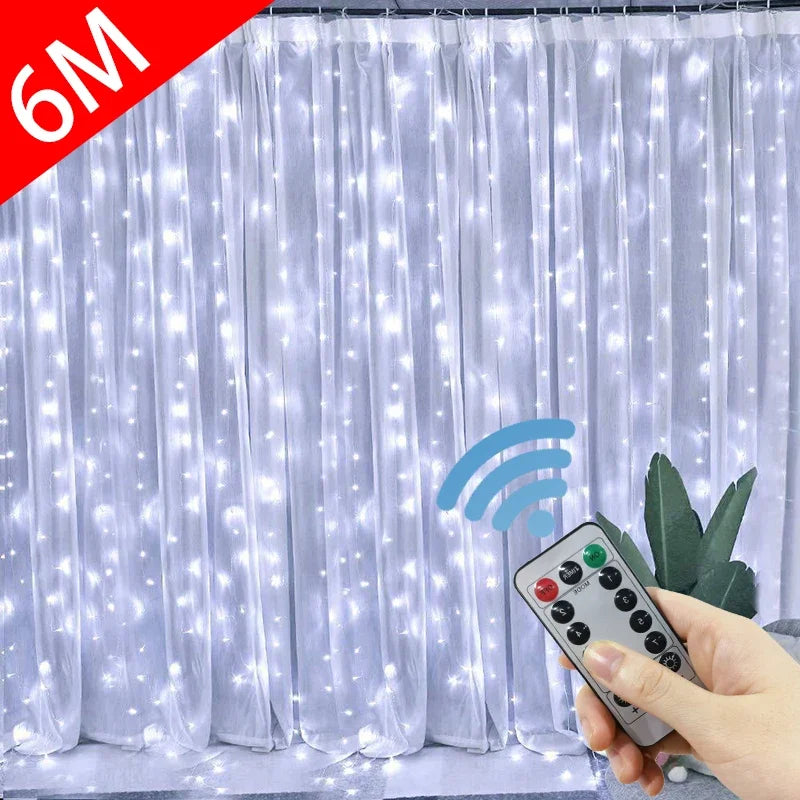 Guirxiété de rideau LED sur la fenêtre, guirxiété lumineuse USB, feston nickel é, télécommande, décorations de Noël et de mariage, maison et chambre, 3m