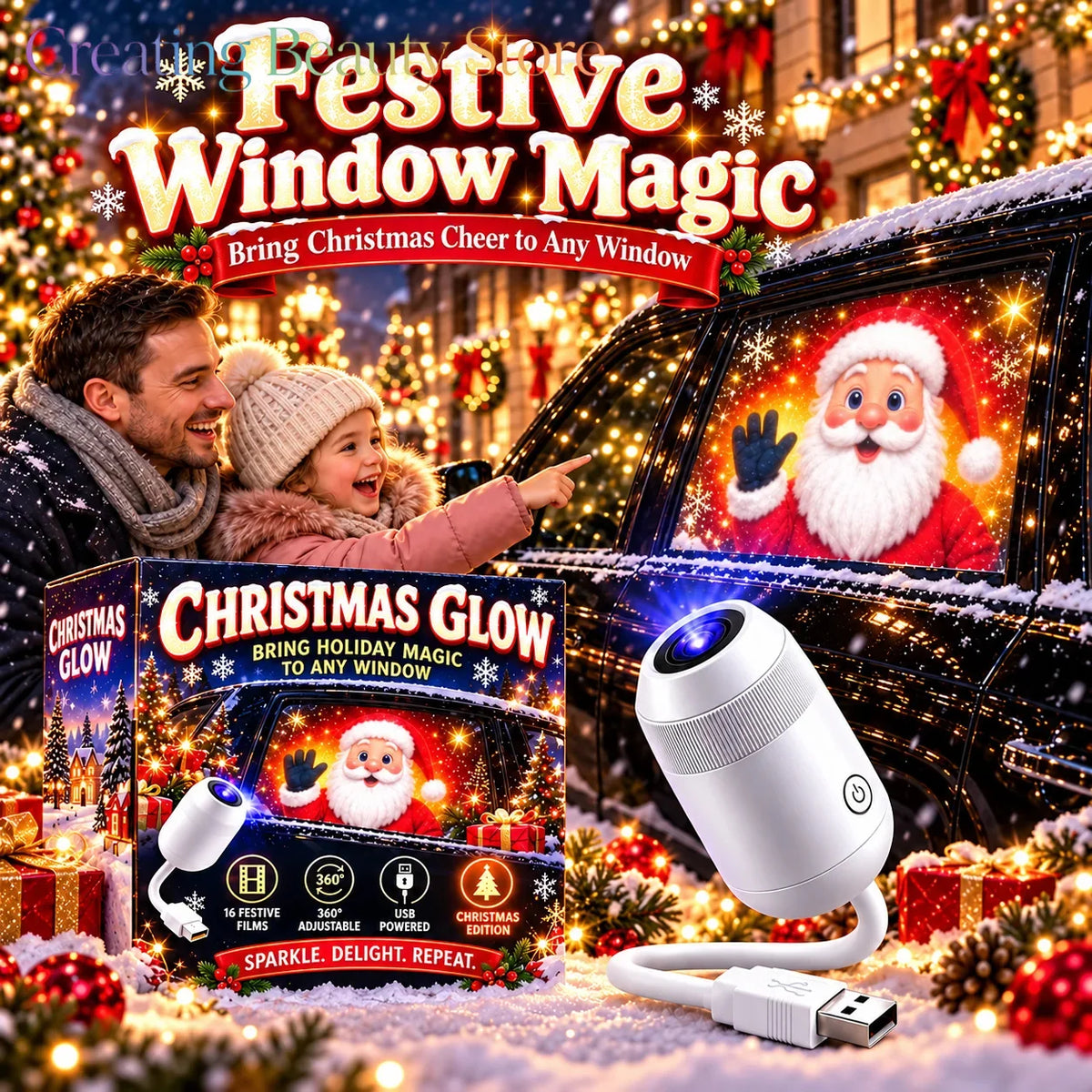 Projecteur de Noël pour voiture : apportez la magie des fêtes sur la route, projecteur de Noël portable pour voiture.