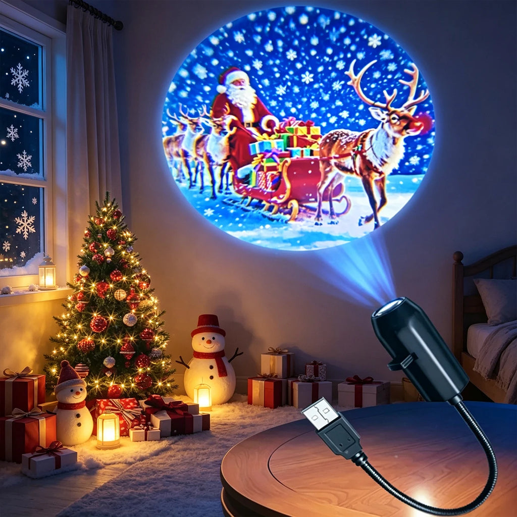 Projecteur de Noël flexible, lampe de projection à motifs de neige et de Père Noël pour voiture, chambre à coucher, fête, décoration de vacances, lot de 4/6/10