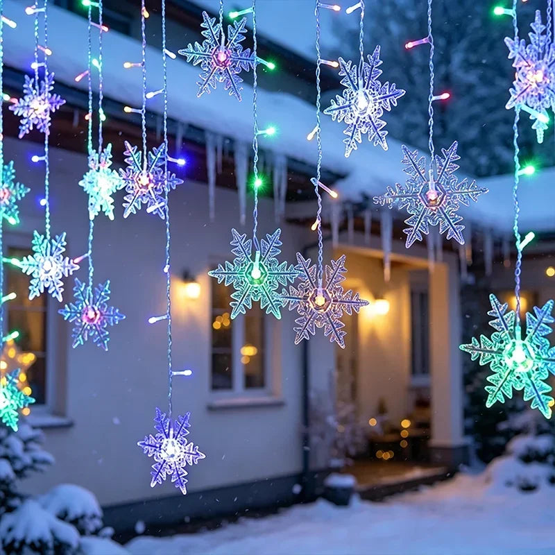 Guirlande lumineuse solaire en forme de flocon de neige, décoration pour arbre de Noël, lumière de festival d'hiver pour décorations de Noël et d'Halloween