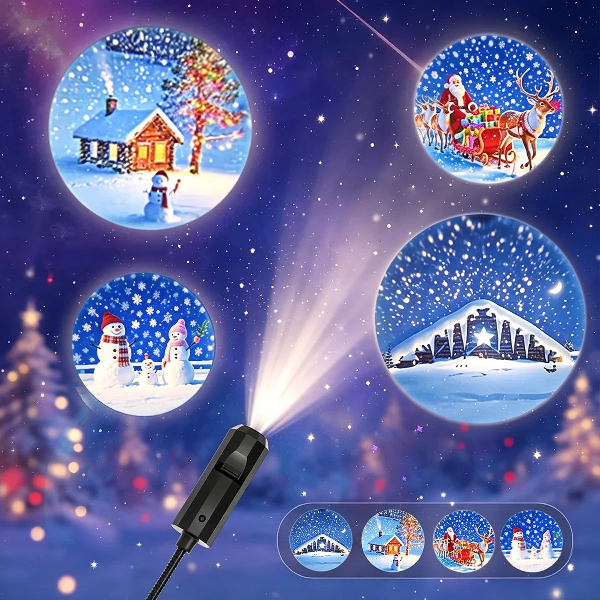 Projecteur de Noël flexible, lampe de projection à motifs de neige et de Père Noël pour voiture, chambre à coucher, fête, décoration de vacances, lot de 4/6/10