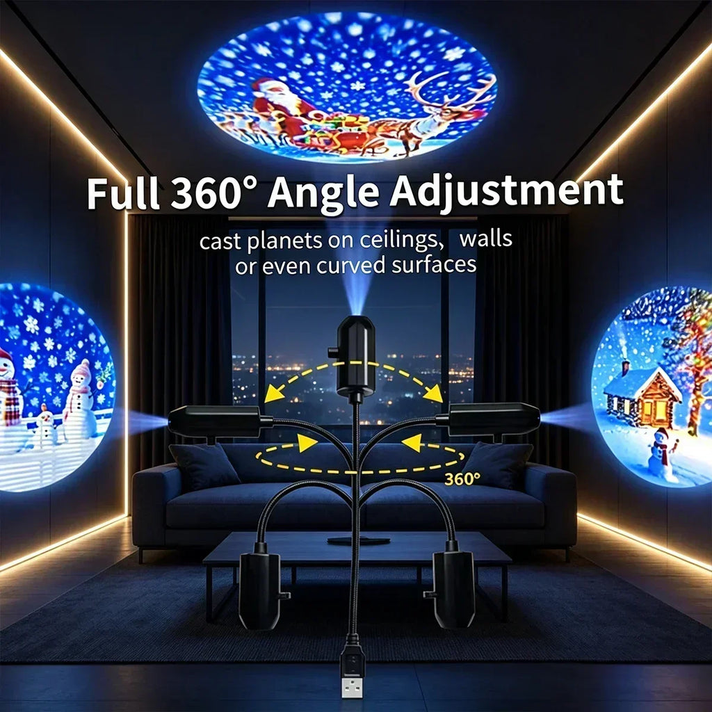 Projecteur de Noël flexible, lampe de projection à motifs de neige et de Père Noël pour voiture, chambre à coucher, fête, décoration de vacances, lot de 4/6/10