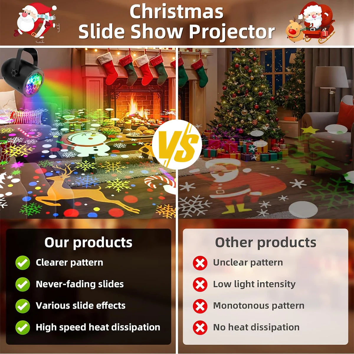 Projecteur de lumières de flocon de neige LED de noël pour jardin intérieur/extérieur Patio cour maison mur projecteur de vacances pour noël nouvel an
