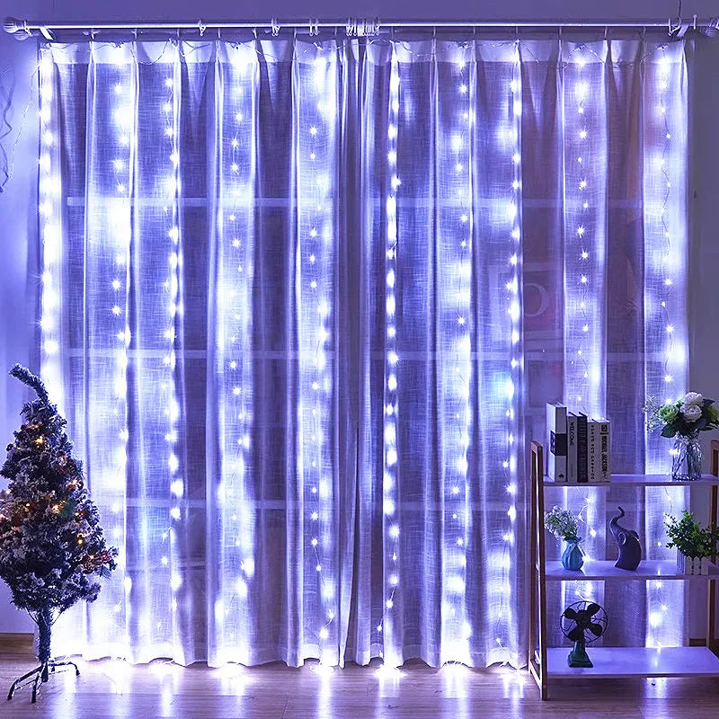 Guirxiété de rideau LED sur la fenêtre, guirxiété lumineuse USB, feston nickel é, télécommande, décorations de Noël et de mariage, maison et chambre, 3m