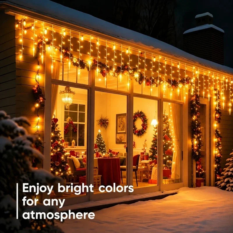 Guirlande lumineuse solaire à 162 LED de 9 mètres, pour décoration extérieure de gouttières, jardin, fête, cour, Noël et vacances.