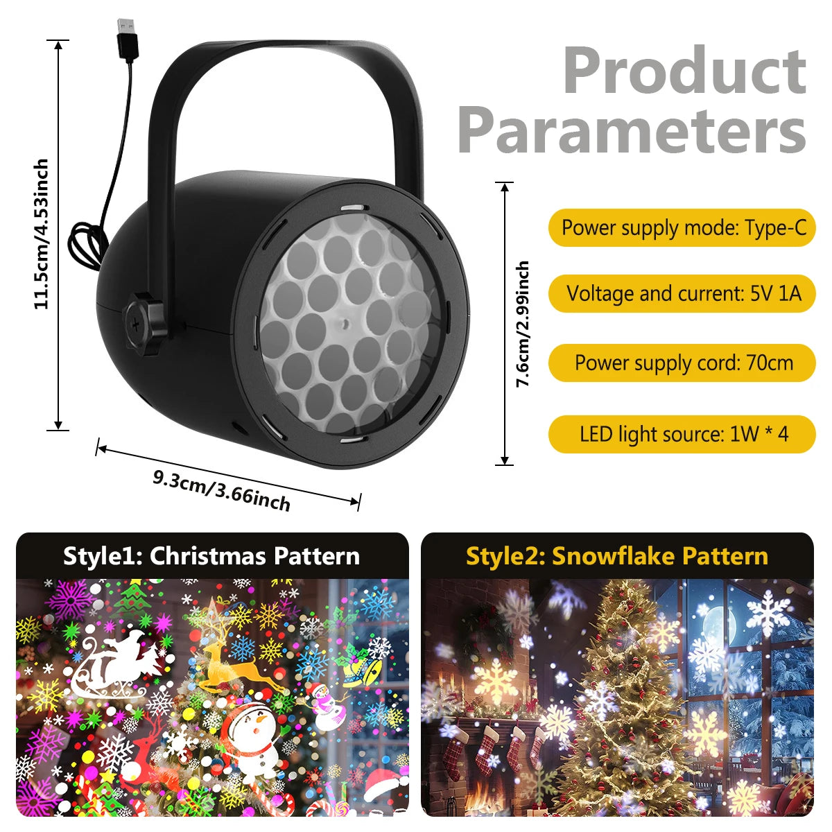 Projecteur de lumières de flocon de neige LED de noël pour jardin intérieur/extérieur Patio cour maison mur projecteur de vacances pour noël nouvel an