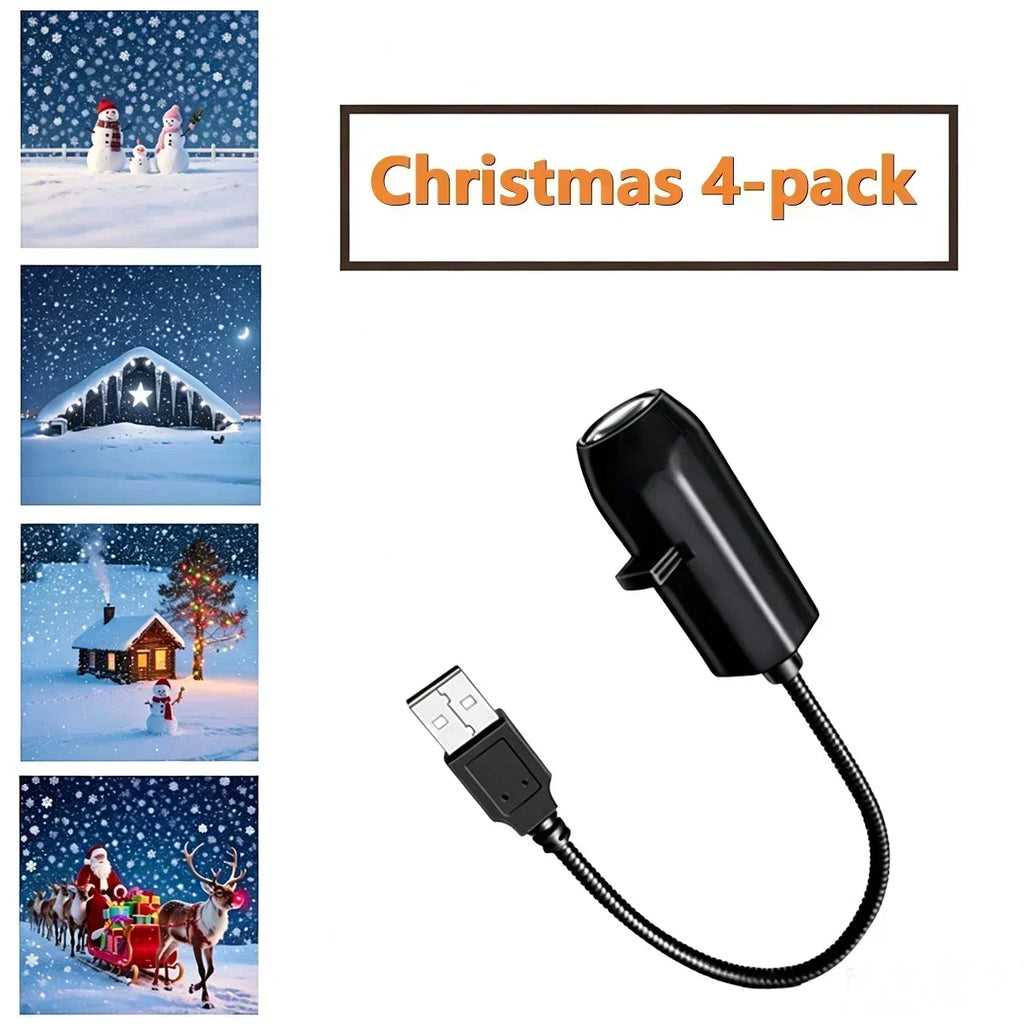 Projecteur de Noël flexible, lampe de projection à motifs de neige et de Père Noël pour voiture, chambre à coucher, fête, décoration de vacances, lot de 4/6/10