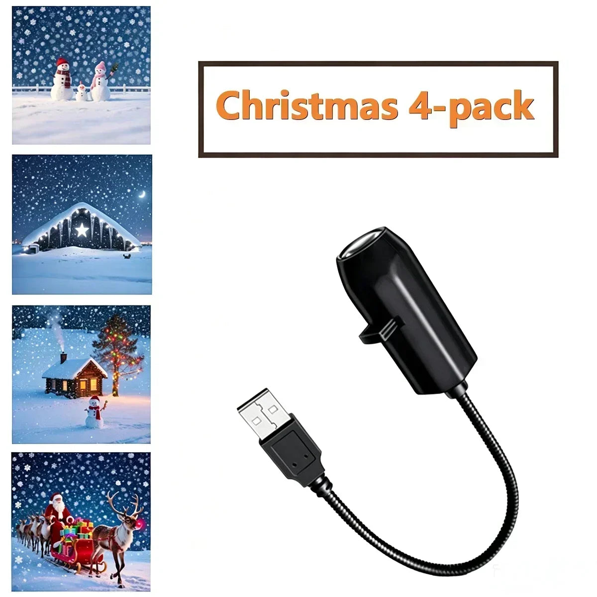 Projecteur de Noël flexible, lampe de projection à motifs de neige et de Père Noël pour voiture, chambre à coucher, fête, décoration de vacances, lot de 4/6/10