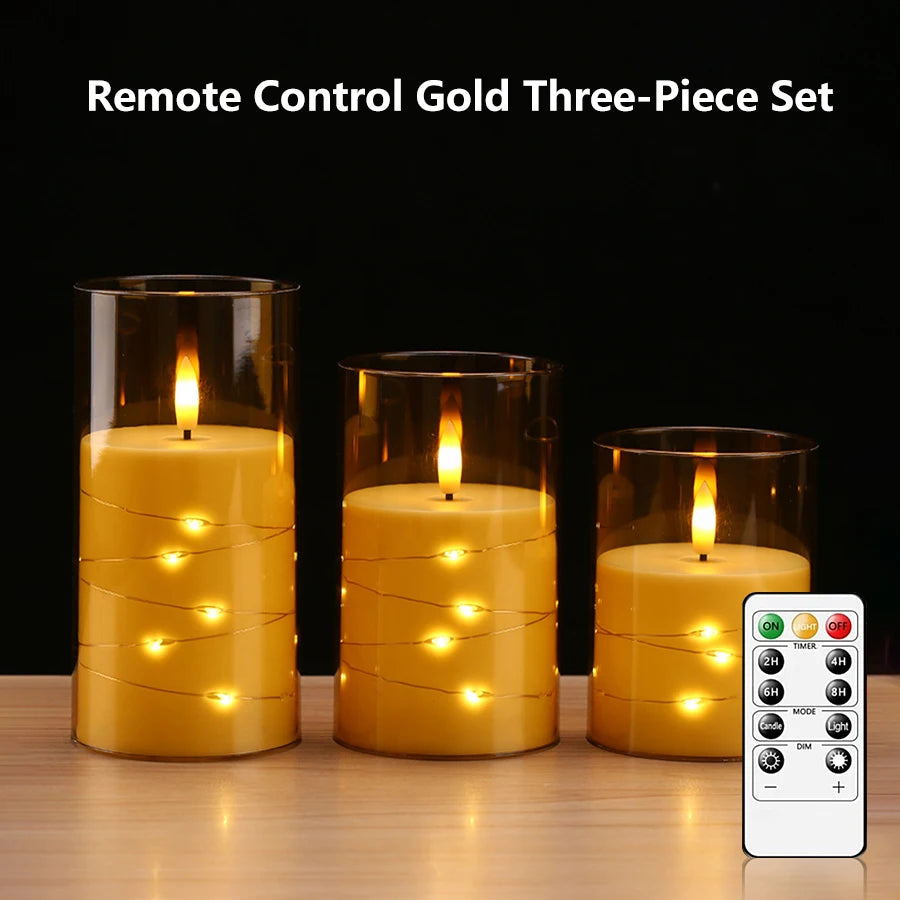 Bougie LED sans flamme avec télécommande et minuterie, ciaprès, ficelle d'étoile intégrée, à piles, pilier scintillant, décoration d'intérieur