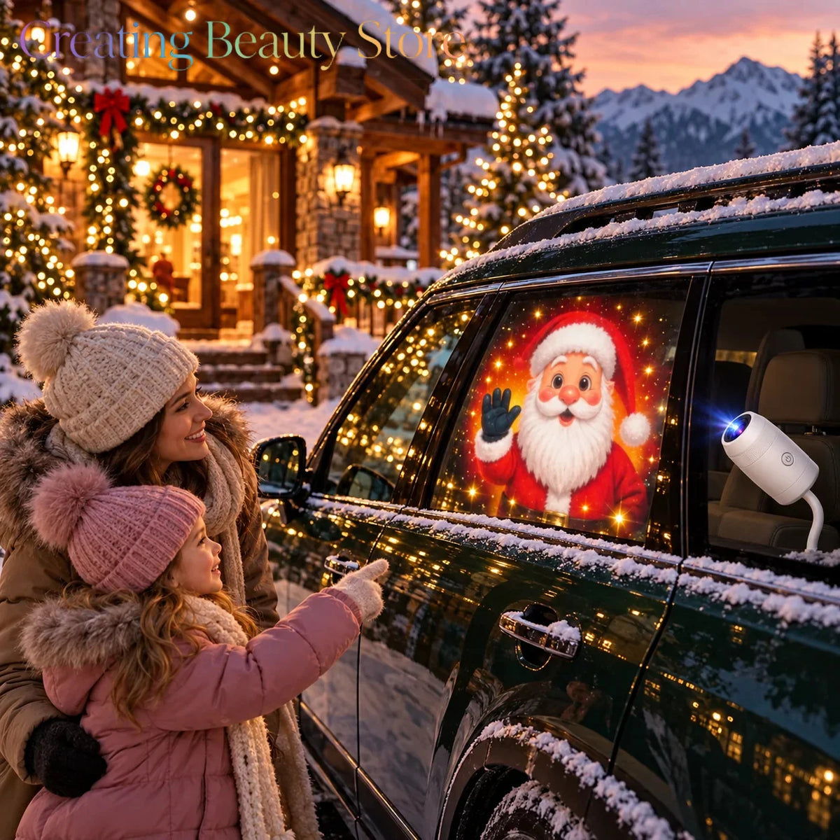 Projecteur de Noël pour voiture : apportez la magie des fêtes sur la route, projecteur de Noël portable pour voiture.
