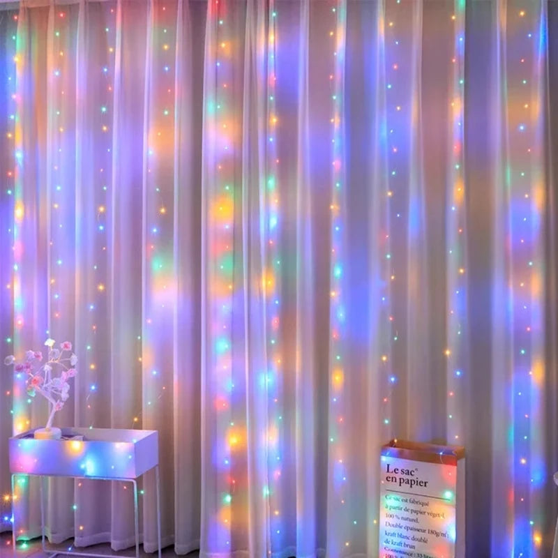 Guirxiété de rideau LED sur la fenêtre, guirxiété lumineuse USB, feston nickel é, télécommande, décorations de Noël et de mariage, maison et chambre, 3m
