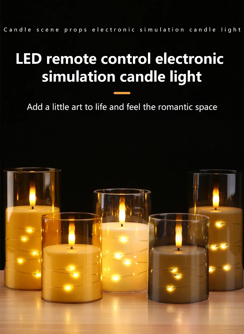 Bougie LED sans flamme avec télécommande et minuterie, ciaprès, ficelle d'étoile intégrée, à piles, pilier scintillant, décoration d'intérieur