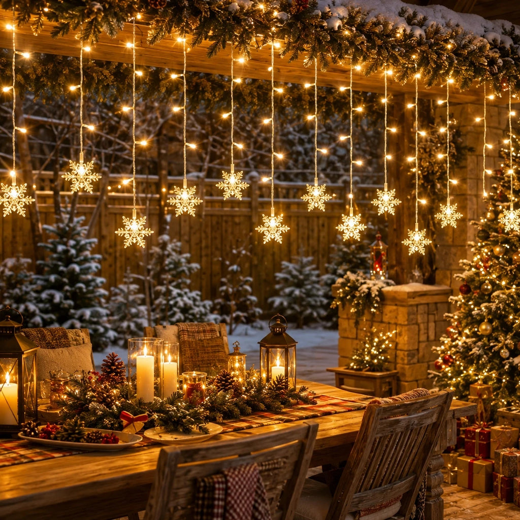 Guirlande lumineuse solaire en forme de flocon de neige, décoration pour arbre de Noël, lumière de festival d'hiver pour décorations de Noël et d'Halloween