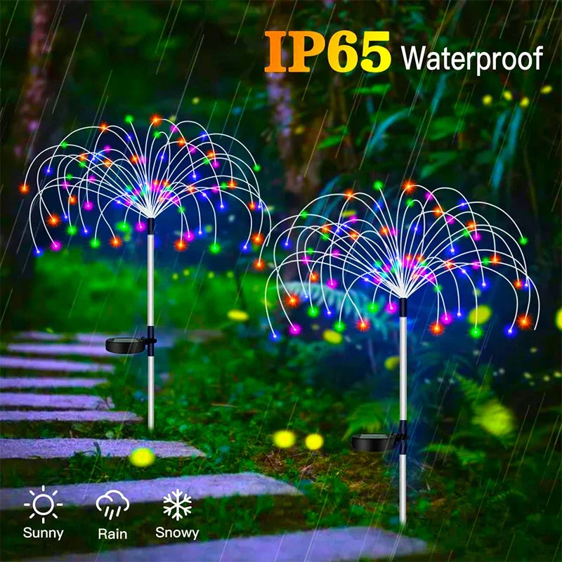 Lumières solaires LED en forme de feux d'artifice, imperméables, pour la décoration extérieure du jardin, pelouse, allée, lumière solaire extérieure, lumière de Noël pour le jardin