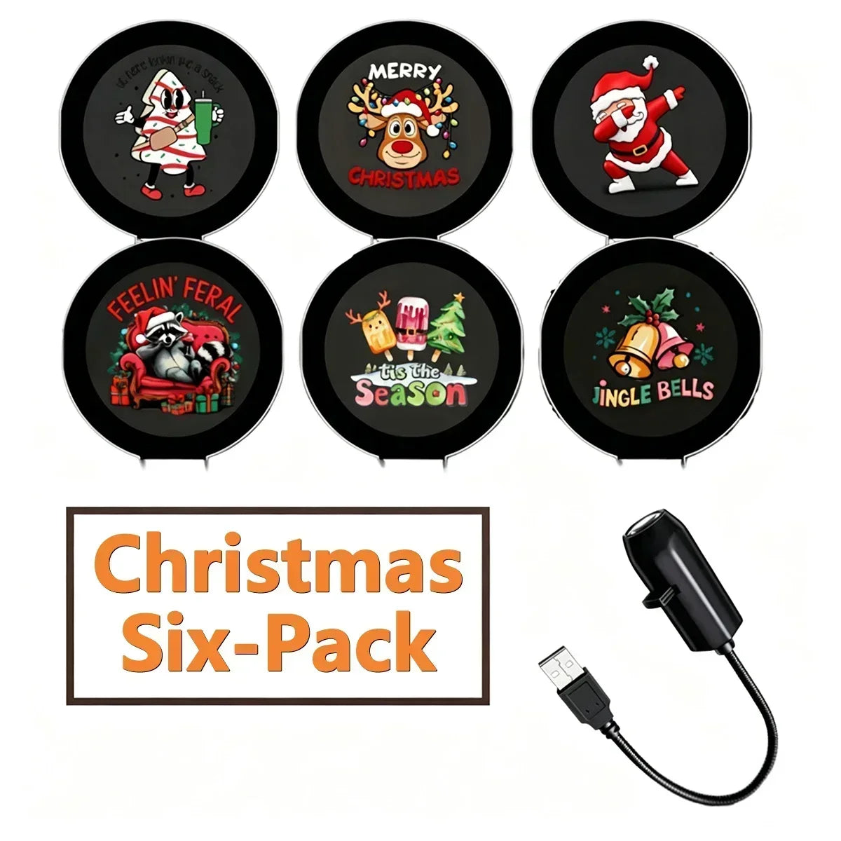 Christmas Projector Light Flexible Xmas Snow Santa Pattern Projection Lamp for Car Bedroom Party Holiday Decoration 4/6/10‑Pack