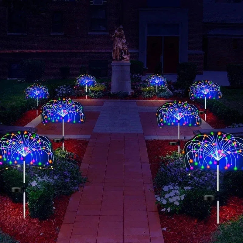 Lumières solaires LED en forme de feux d'artifice, imperméables, pour la décoration extérieure du jardin, pelouse, allée, lumière solaire extérieure, lumière de Noël pour le jardin