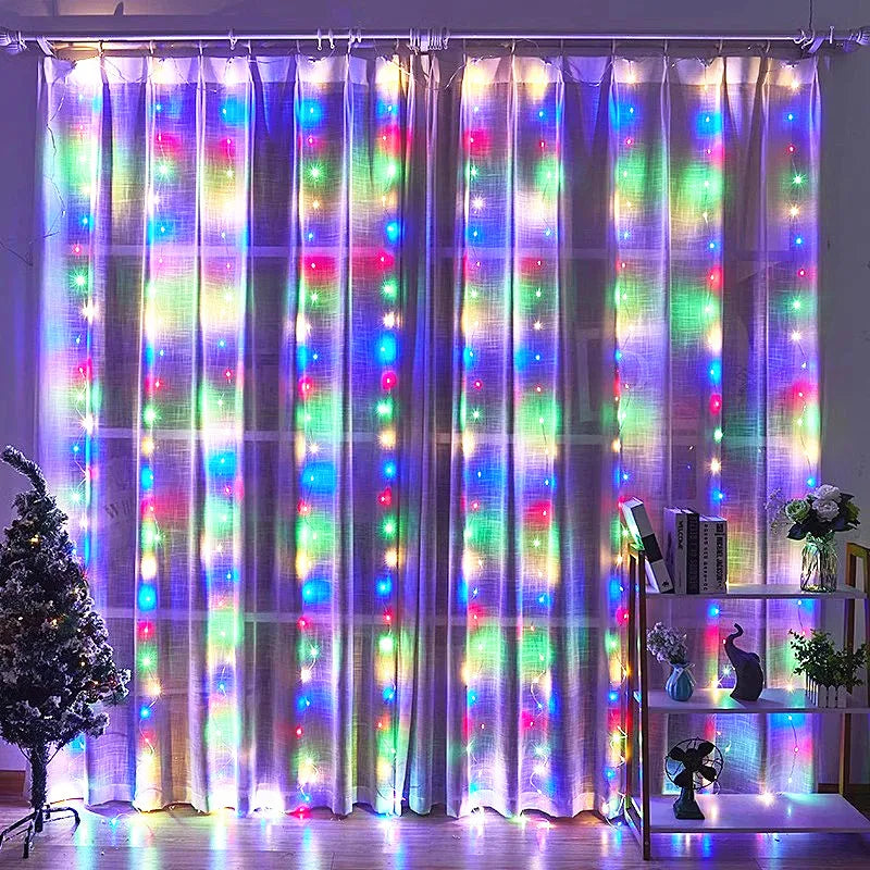 Guirxiété de rideau LED sur la fenêtre, guirxiété lumineuse USB, feston nickel é, télécommande, décorations de Noël et de mariage, maison et chambre, 3m