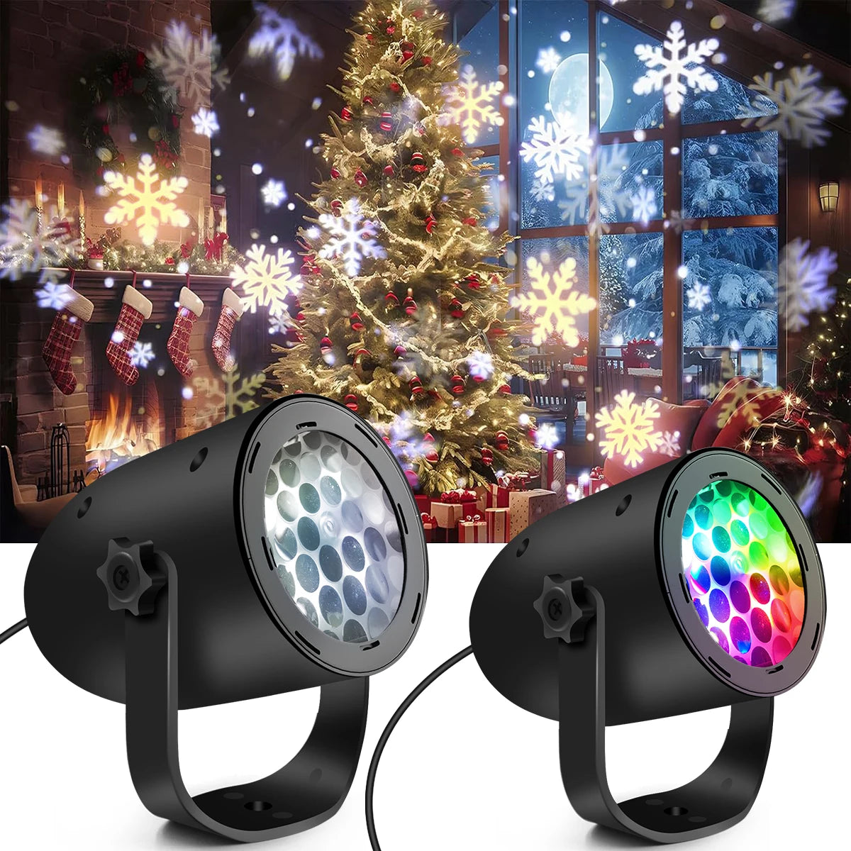 Projecteur de lumières de flocon de neige LED de noël pour jardin intérieur/extérieur Patio cour maison mur projecteur de vacances pour noël nouvel an