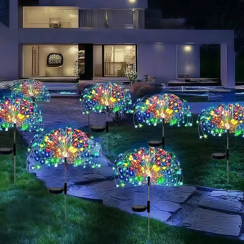 Lumières solaires LED en forme de feux d'artifice, imperméables, pour la décoration extérieure du jardin, pelouse, allée, lumière solaire extérieure, lumière de Noël pour le jardin