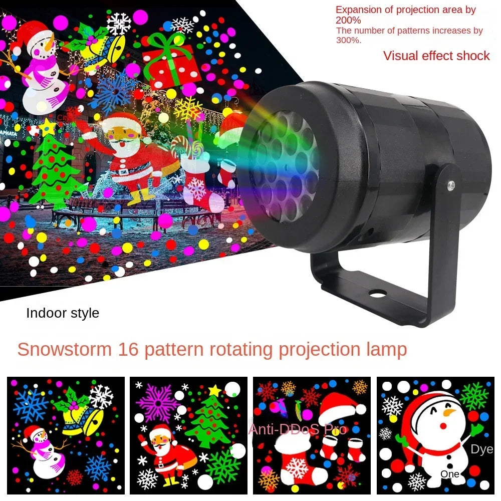 Projecteur de Noël flocon de neige, USB, 62, rotatif, motif de Noël, lumières de scène LED, extérieur, éclairage nocturne, décor, 1 pièce