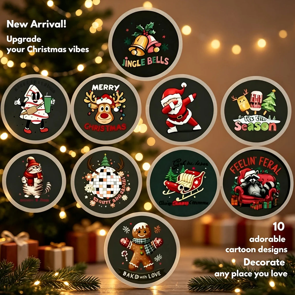 Christmas Projector Light Flexible Xmas Snow Santa Pattern Projection Lamp for Car Bedroom Party Holiday Decoration 4/6/10‑Pack