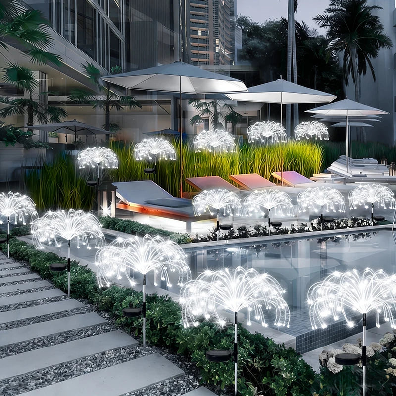 Lumières solaires LED en forme de feux d'artifice, imperméables, pour la décoration extérieure du jardin, pelouse, allée, lumière solaire extérieure, lumière de Noël pour le jardin